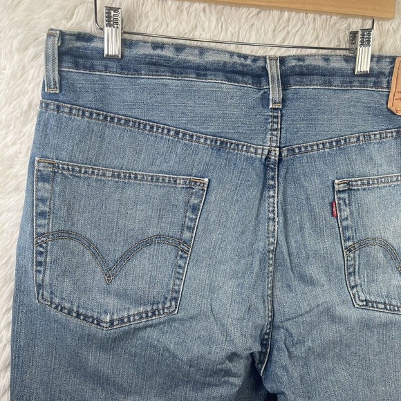 Levi’s Shorts 569 Men’s Size 36W Blue Denim Jean Loose Straight Stretch Jorts - Picture 12 of 16